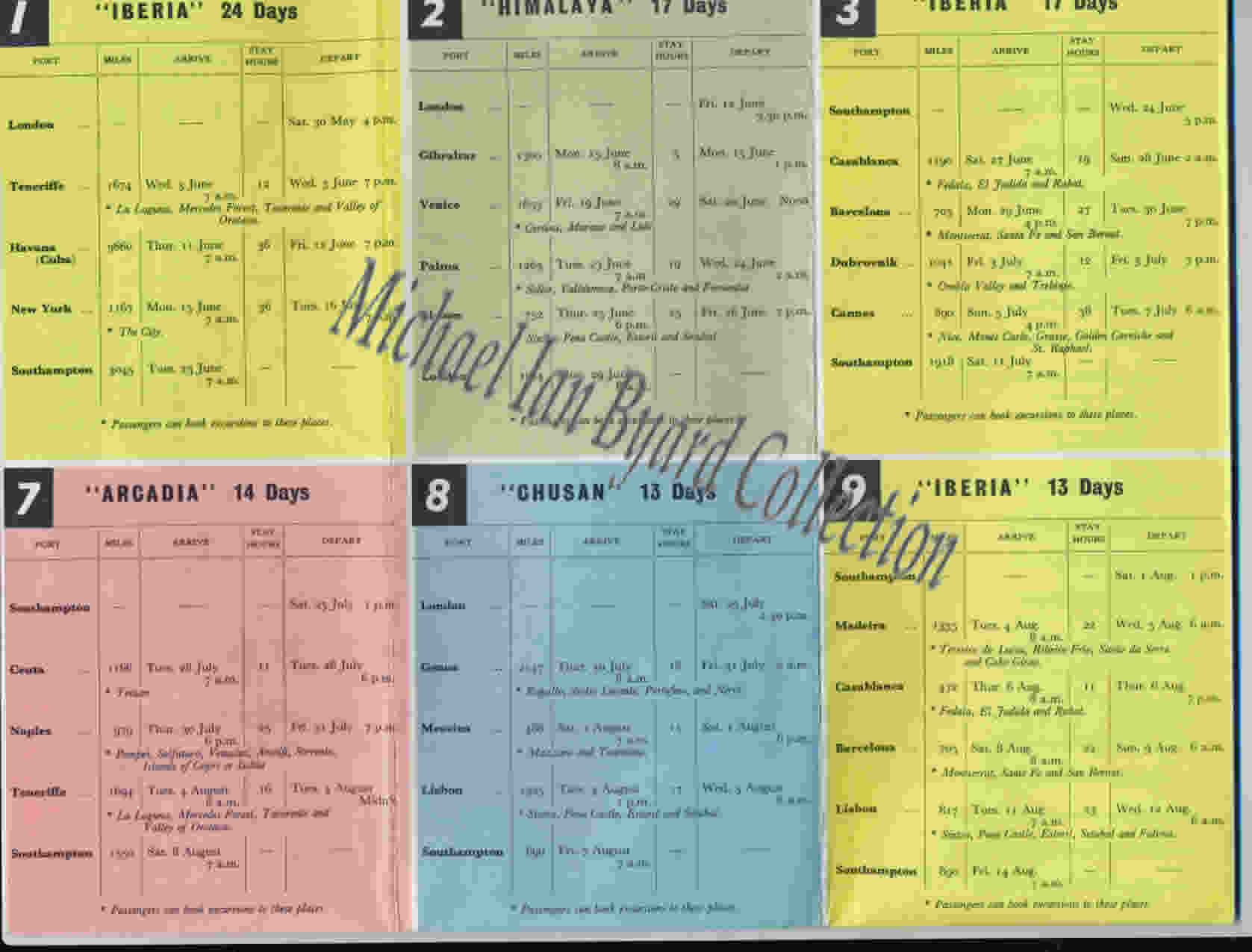 Summer Cruising 1959 Itinerary